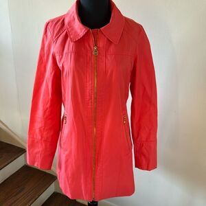 MICHAEL Michael Kors orange water repellent zip front/pockets logo lined jacket.